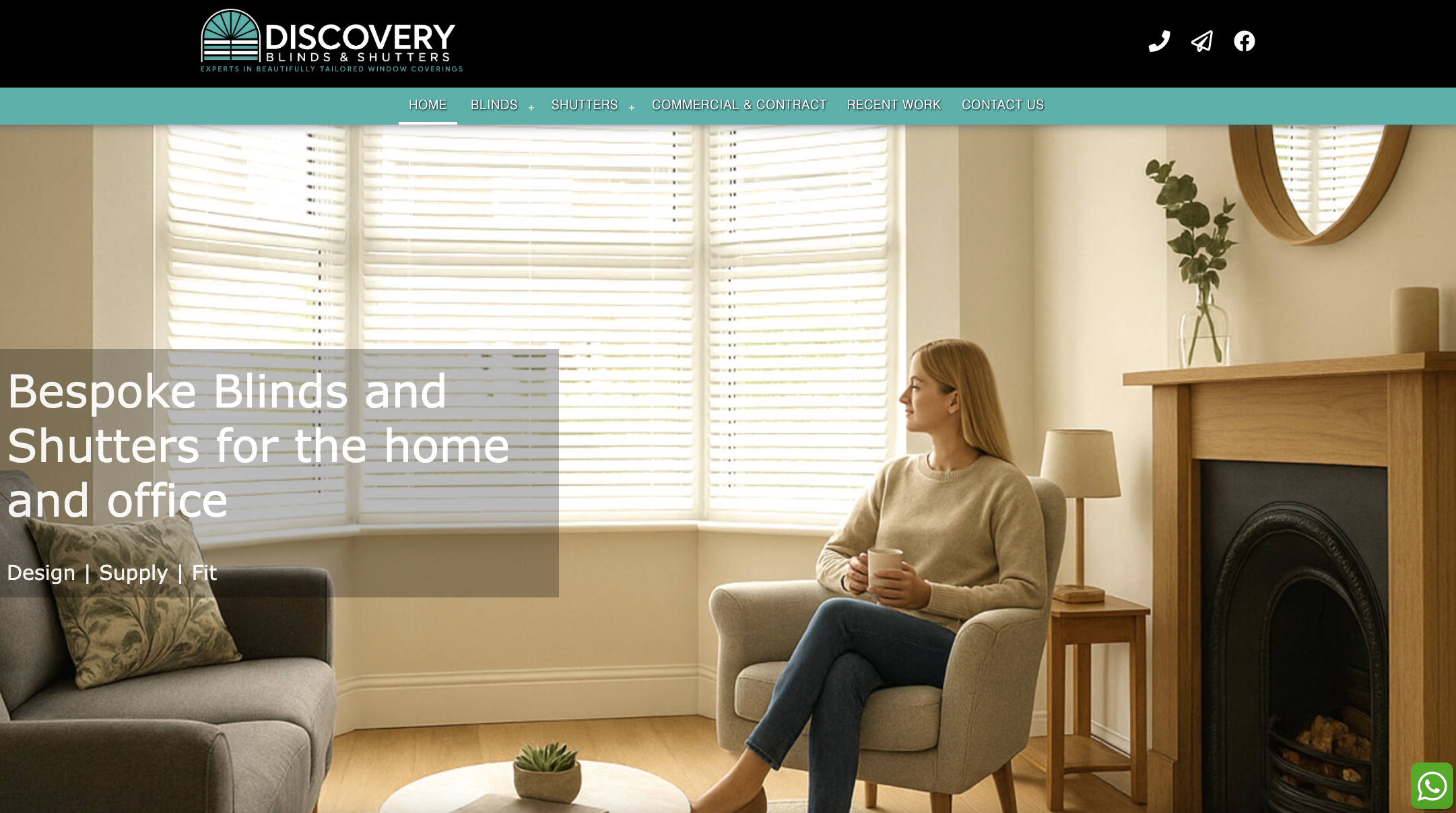 website designed for Discovery Blinds and Shutters