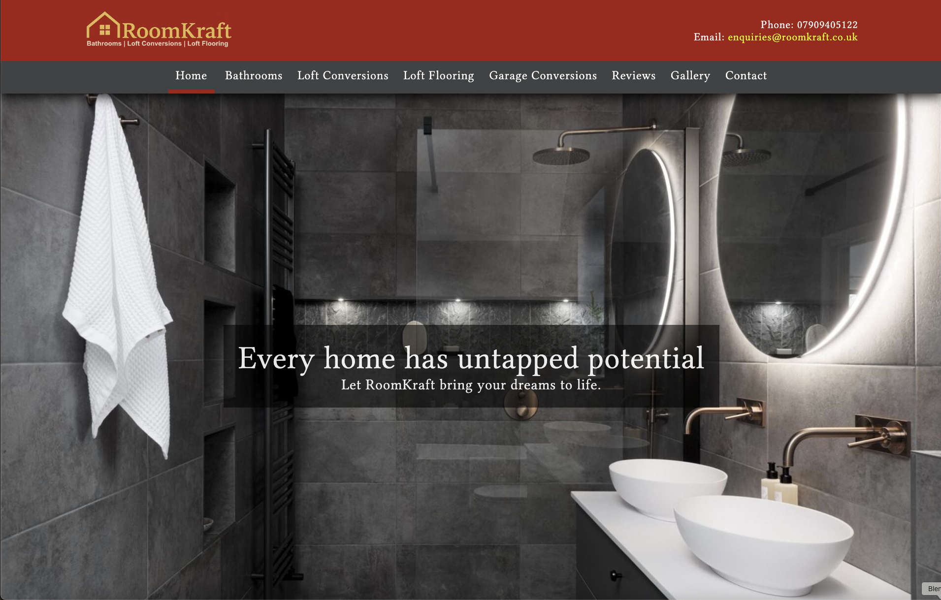 website designed for Room Kraft